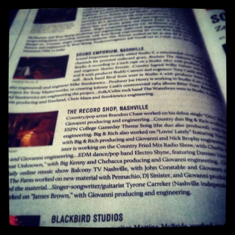Blurb about The Record Shop in Mix Magazine.